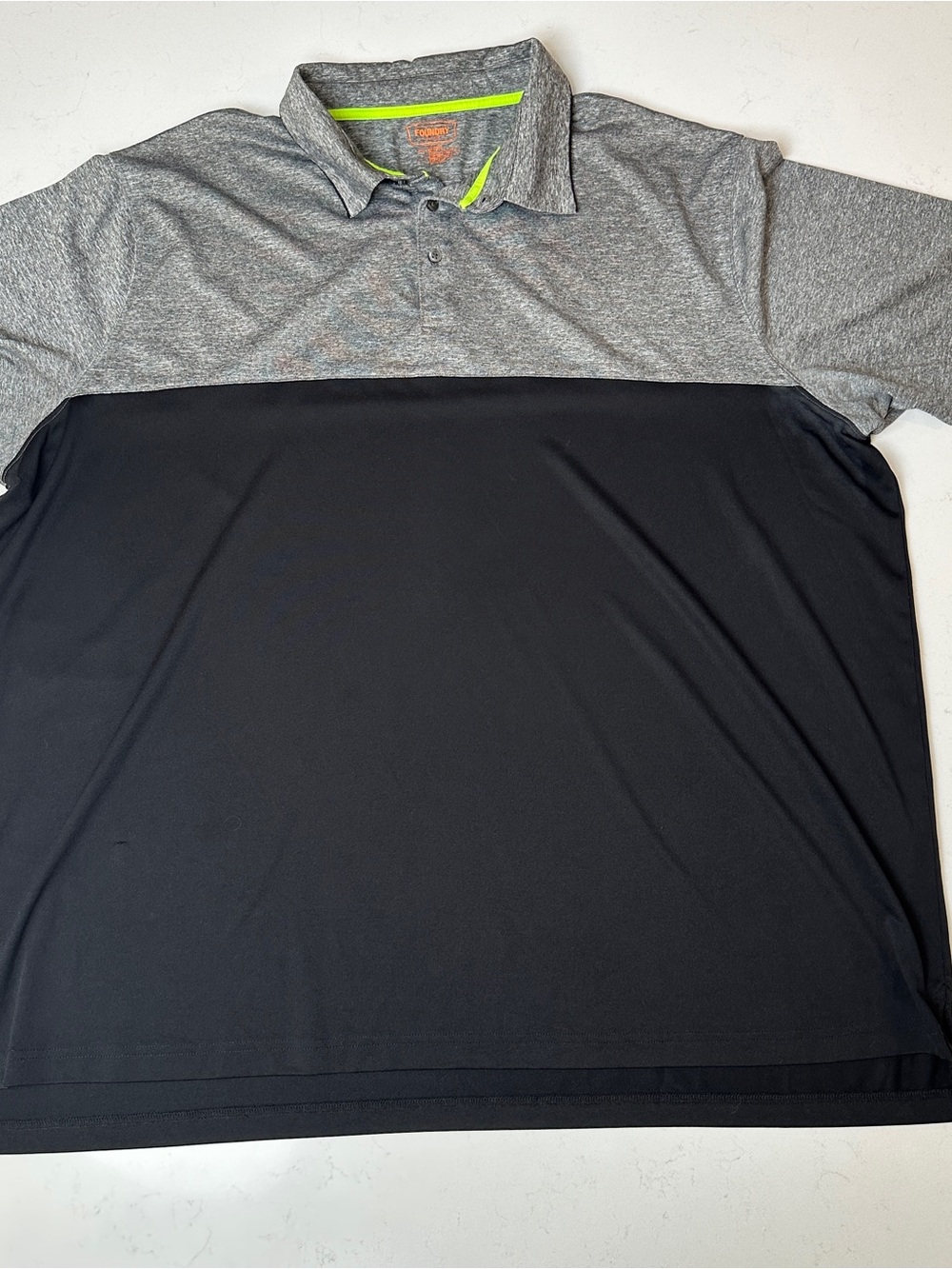 The Foundry Supply Co. Two-Tone Polo in Gray, Black & Neon Accent